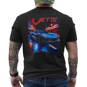 8Th Gen C8 Vette Car 2024 Sports Car Custom American Flag Men's T-shirt Back Print - Thegiftio UK