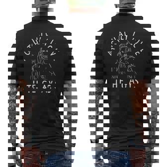 Actually I Love The Gays Jesus Religion Christian Men's T-shirt Back Print - Monsterry