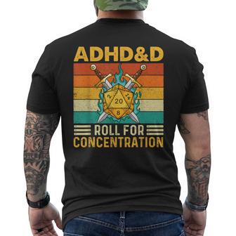 Adhd&D Roll For Concentration Rpg Tabletop Games Men's T-shirt Back Print - Monsterry