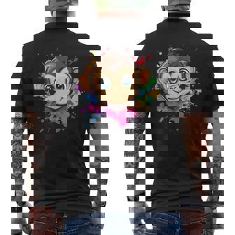 Adorable Cara De Mono Conalpicaduras De Color Camiseta Hombre Estampado Espalda - Regaloses