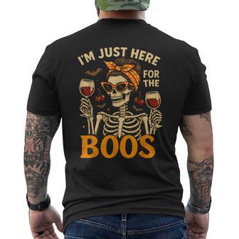 Adult Halloween Women Skeleton I'm Just Here For The Boos Men's T-shirt Back Print - Thegiftio UK