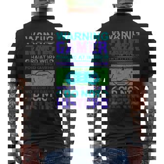 Advertencia Gamer Trabajando Duro Camiseta Hombre Estampado Espalda - Regaloses