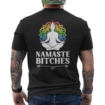 Aggro Yoga Namaste Bitches Lustiges Yogi T-Shirt mit Rückendruck - Geschenkecke