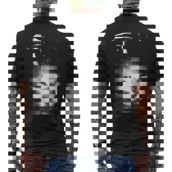 Alien Cat Meme Ufo Vintage Graphic Y2k Silly Cat Men's T-shirt Back Print - Thegiftio