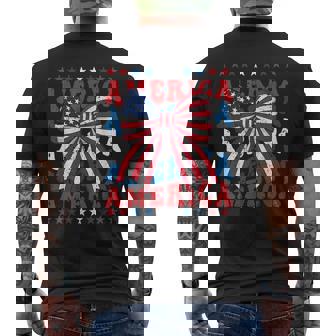 American Coquette Bow Patriotic Usa Flag Happy 4Th Of July Men's T-shirt Back Print | Mazezy