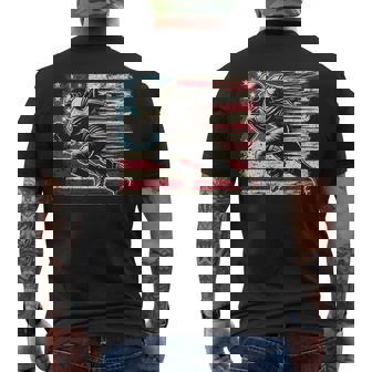 American Fooball USA Flag Patriotic Sports Vintage Football Men's Back Print T-Shirt | Mazezy