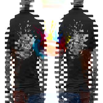 American Football Rugby Ball Watercolor League Player Fan Men's Back Print T-Shirt | Mazezy