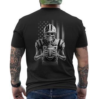 American Football Skeleton Usa Flag Halloween Ns Boys Men's T-shirt Back Print - Monsterry