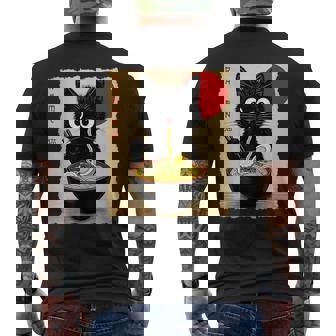 Anime Cat Ramen Japanese Cat Graphic Anime Men's T-shirt Back Print | Mazezy