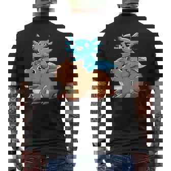 Anime Kawaii Axolotl Capybara Apparel -Kids Small Modern Whimsical All Seasons Short Sleeve V-Neck Regular Fit Lightweight Classic Fit Detailed Fabric Composition Unique Men's Back Print T-Shirt | Mazezy