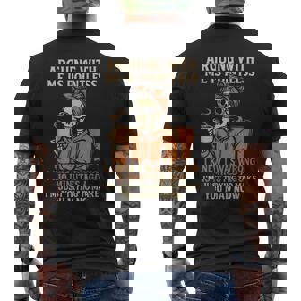 Arguing With Me Is Pointless Skeleton Halloween Quote Men's T-shirt Back Print - Monsterry