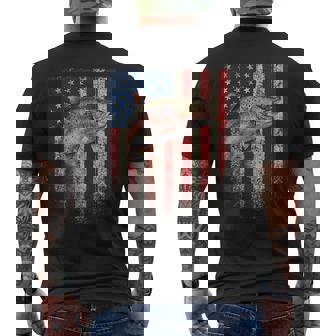 Art On Back American Usa Flag Trout Fish Fishing Men's T-shirt Back Print | Mazezy