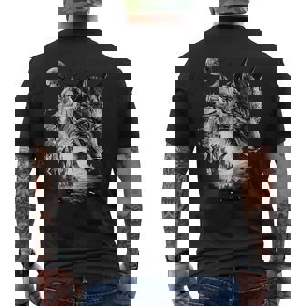 Arte De Lobo Y Luna Fantasíaalvaje Camiseta Hombre Estampado Espalda - Regaloses