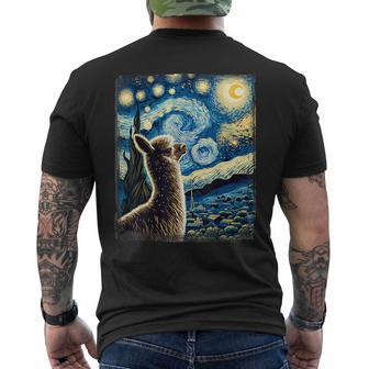 Artistic Alpaca Van Gogh Style Starry Night Alpaca Men's T-shirt Back Print - Thegiftio UK