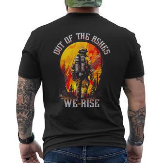 Out Of The Ashes Wildland Firefighter Forest Firefighting Hero Men's T-shirt Back Print | Mazezy