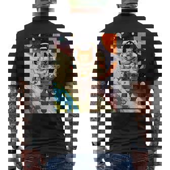 Astronaut Cat Space Cat Japanese Retro Kawaii Cute Men's T-shirt Back Print | Mazezy