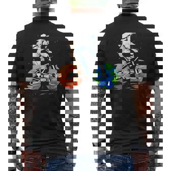 Astronaut Space Cycling For Bicycle Enthusiast & Cyclist Men's Back Print T-Shirt | Mazezy