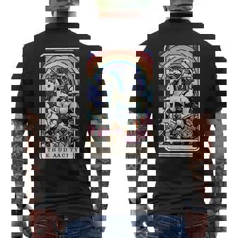 The Audacity Tarot Card Skeleton Riding Unicorn Sarcastic Men's T-shirt Back Print - Monsterry