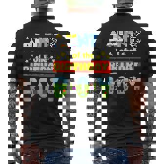 Auntie Of The Birthday Boy Cowboy Family Party Decorations Men's T-shirt Back Print - Monsterry