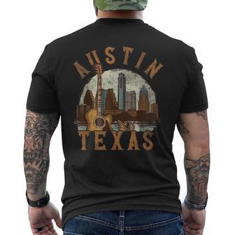 Austin Texas Tx Guitar Skyline Men's T-shirt Back Print - Thegiftio UK