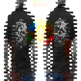 Autism Awareness Freemason Masonic Lodge Mason Puzzle Men's T-shirt Back Print - Monsterry