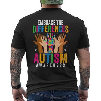 Autism Embrace The Differences Autistic Autism Awareness Men's T-shirt Back Print - Thegiftio UK