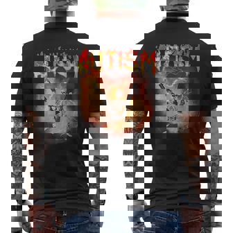 Autistic Meme Skeleton Fire Autism Awareness Vintage Men's T-shirt Back Print - Monsterry