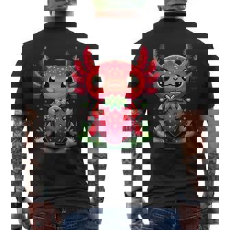 Axolotls Cute Strawberry Summer Fruit Lover Kawaii Axolotl Men's T-shirt Back Print - Monsterry