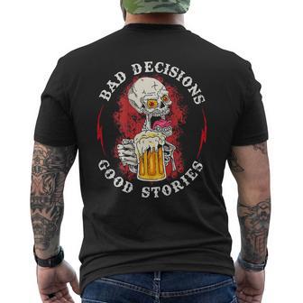 Bad Decisions Good Stories Drinking Skull On Back Men's T-shirt Back Print - Thegiftio UK