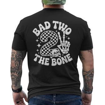 Bad Two The Bone 2Nd Birthday Skeleton Vintage Toddler Biker Men's T-shirt Back Print - Thegiftio UK