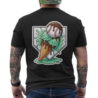 Baseball Boys Ice Cream Drip Baseball Boys Youth Mint Choco Men's T-shirt Back Print - Thegiftio UK