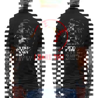 Baseball Catcher Run I Dare You Throwing Action Men's T-shirt Back Print - Monsterry