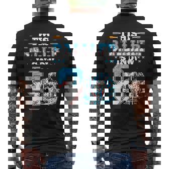 Baseball Drip 9Th Birthday Party Boy Sport Fan 9 Years Old Men's T-shirt Back Print - Monsterry