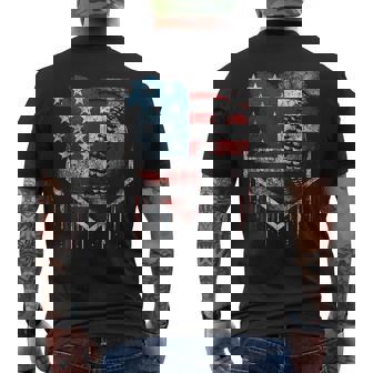 Baseball Dripping Retro American Flag Men's T-shirt Back Print - Monsterry