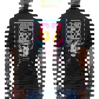 Baseball Ice Cream Drip Number 67 Player 67Th Birthday Men Men's T-shirt Back Print - Monsterry