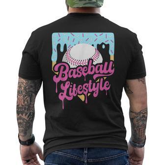 Baseball Lifestyle Home Plate Ice Cream Drip Boys Youth Men's T-shirt Back Print - Thegiftio UK