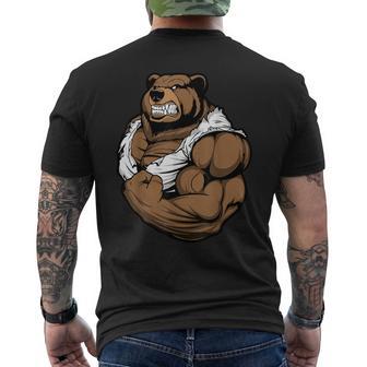 Bear Bodybuilder Muscular Body Gym Fitness Weightlifting Men's T-shirt Back Print - Thegiftio UK