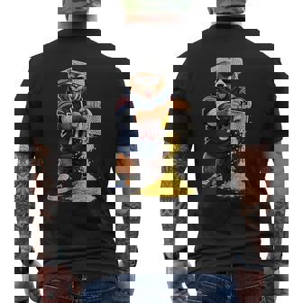 Bear With Cheese Grater Hat And Sunglasses Men's T-shirt Back Print - Monsterry