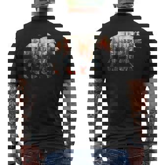 Bear Forest Mountains Trees Nature Sunset Outdoor Graphic Men's T-shirt Back Print | Mazezy