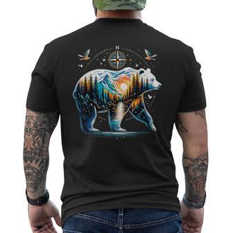 Bear Hiking Grizzly Bear Camping Camper Men's T-shirt Back Print | Mazezy