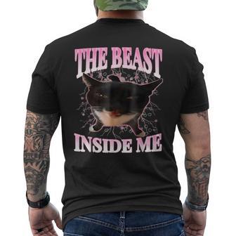 The Beast Inside Me Cat Humor Cute Silly Cat Meme Men's T-shirt Back Print - Thegiftio UK