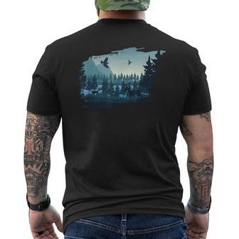 Beautiful Mountain Nature Trees And Forest Men's T-shirt Back Print - Thegiftio UK