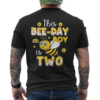 This Bee-Day Boy Is Two 2 Years Old 2Nd Birthday Bumble Men's T-shirt Back Print - Thegiftio UK