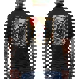 Big Foot Samurai Japanese Sunset Graphic Vintage Men's T-shirt Back Print - Monsterry