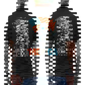 Bigfoot Merica Rock American Flag Patriotic 4Th Of July Men's T-shirt Back Print - Thegiftio