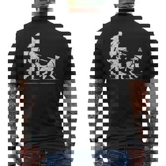 Bigfoot Walking German Shepherd Dog Lover Sasquatch Men's T-shirt Back Print | Mazezy