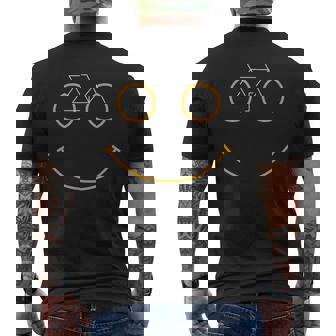 Bike Smiling Face MTB Cycling Men's Back Print T-Shirt | Mazezy