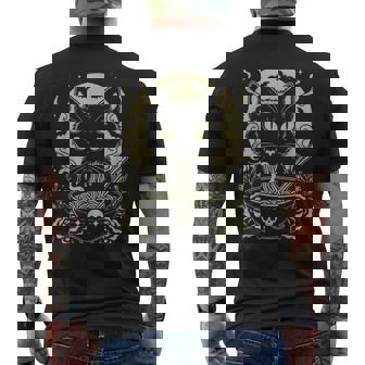 Black-Cat Eating Ramen Japanese Kawaii Cute Cat Men's T-shirt Back Print - Monsterry