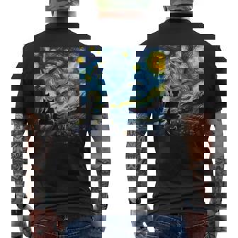 Black Cats Lover Starry Night Van Gogh Men's T-shirt Back Print - Thegiftio
