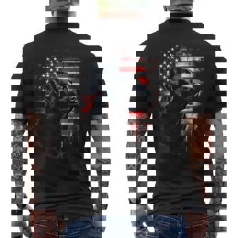 Black Lab Patriotic American Flag Black Labrador Lovers Men's T-shirt Back Print - Monsterry